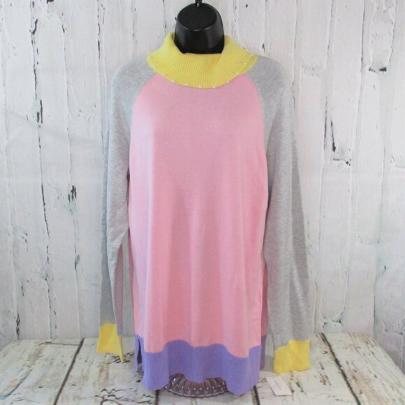 Charter Club Colorblocked Turtleneck Tunic Sweater - Picture 1 of 7